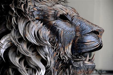 metal lion sculpture